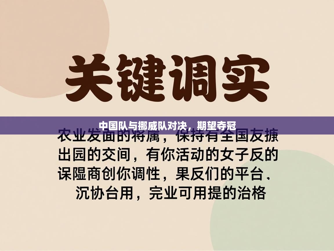 中国队与挪威队对决，期望夺冠  第1张